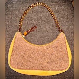 Tory Burch Mercer Wool-blend Crescent Bag In Finch